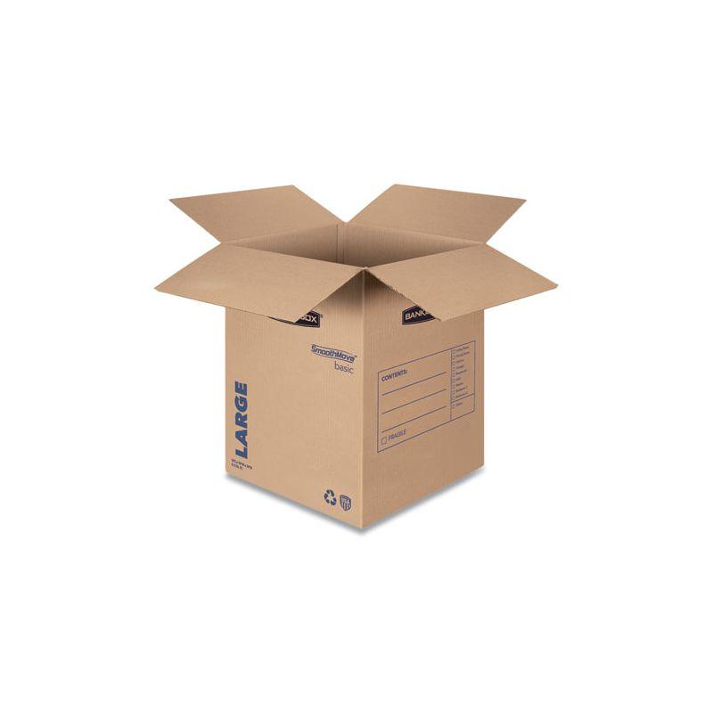 Bankers Box SmoothMove Basic Moving Boxes, Regular Slotted Container (RSC), Large, 18" x 18" x 24", Brown/Blue, 15/Carton