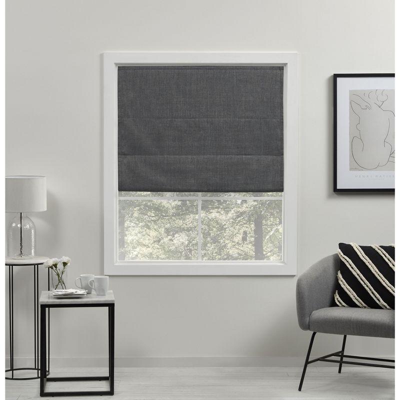 Gray Cordless Blackout Woven Fabric Roman Shade