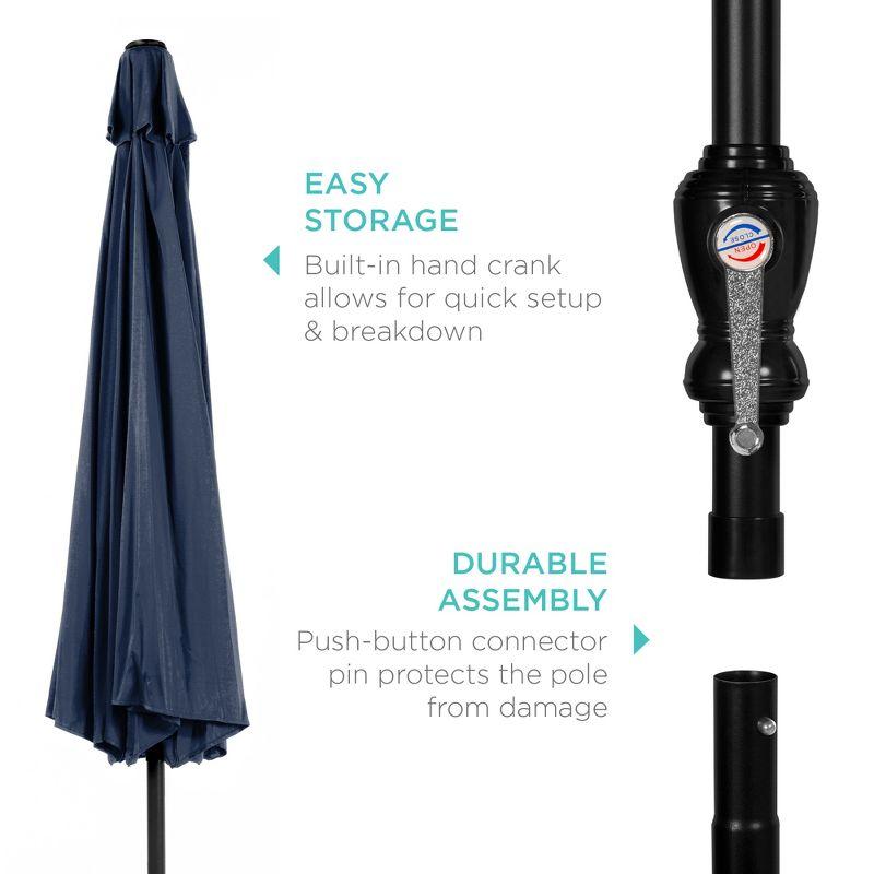 Best Choice Products 10ft Outdoor Steel Market Patio Umbrella w/ Crank, Tilt Push Button, 6 Ribs - Navy Blue