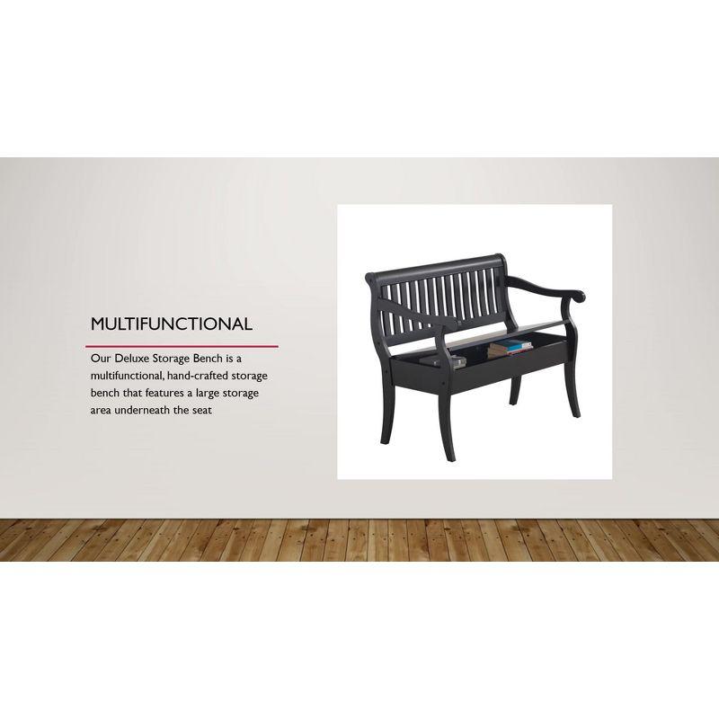 Carolina Living Martha Storage Bench Antique Black: Hardwood, Unupholstered, 2-Person Seating