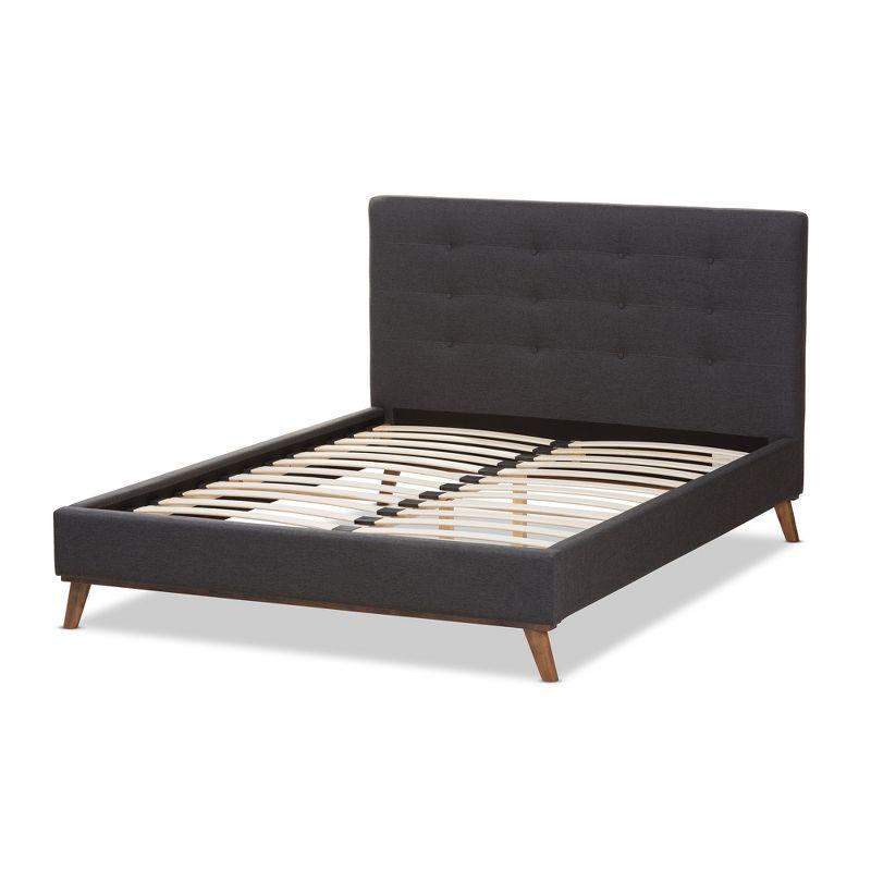 Valencia Dark Gray King Upholstered Platform Bed with Tufted Headboard