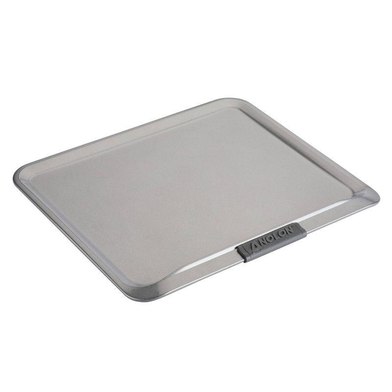 Anolon Advanced Bakeware 14" x 16" Nonstick Cookie Sheet with Silicone Grips Gray: Even-Heating, Soft-Grip, Steel