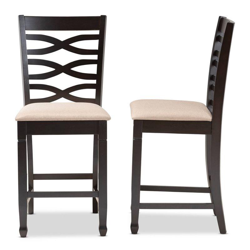 Baxton Studio Set of 2 Caron Finished Wood Counter Height Barstools Sand Brown: Rubberwood Frame, Foam Padded, Cut-Out Back Design