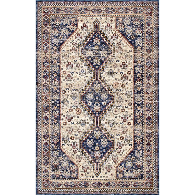 Idalia Vintage Overdyed Blue Rectangular 5' x 8' Area Rug