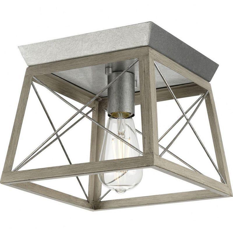 Briarwood Bleached Oak and Galvanized Steel Farmhouse Flush Mount Light