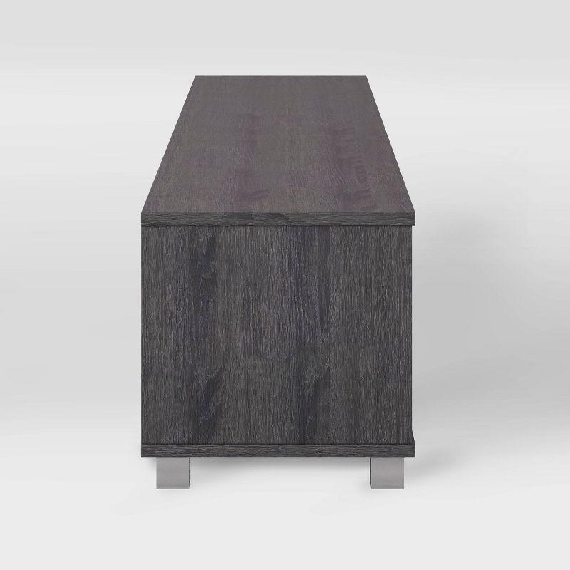 CorLiving Hollywood TV Stand for TVs up to 85" Wood Grain Gray : Modern Entertainment Center with Open Shelves, Adjustable Storage