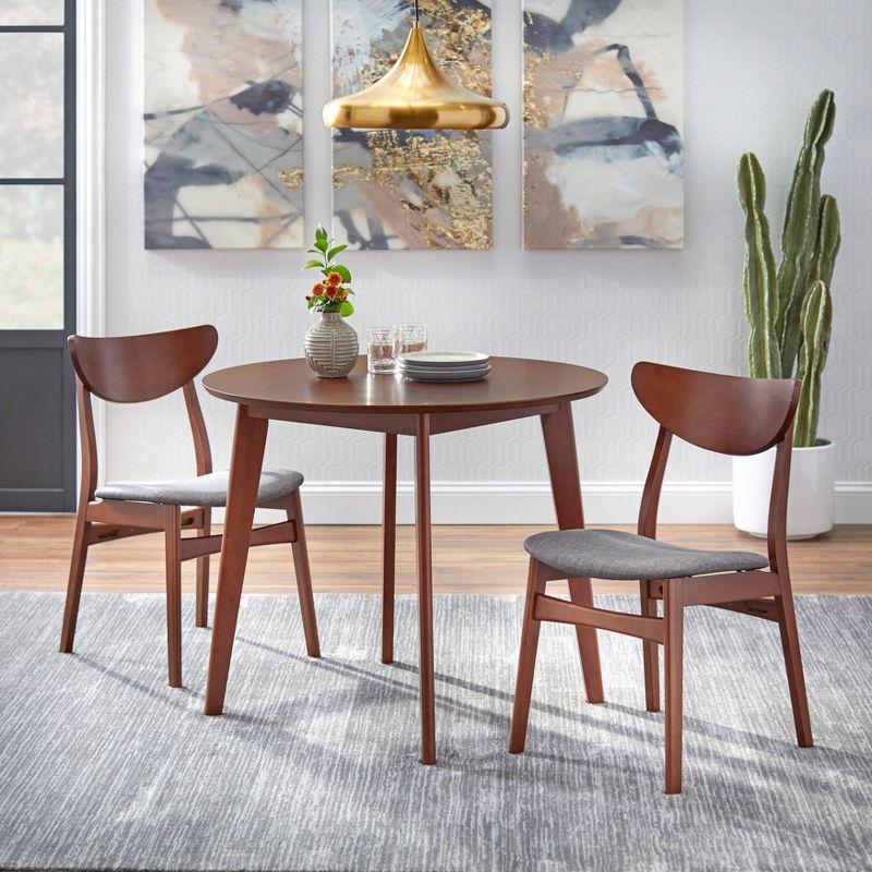 Walnut and Dark Gray Mid-Century Modern 3-Piece Dining Set