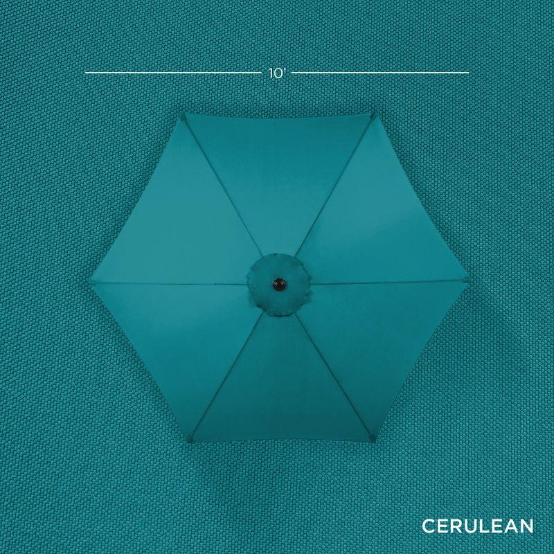 Cerulean Hexagon Outdoor Steel Crank Patio Umbrella