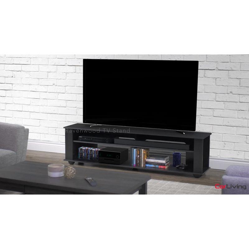 Bakersfield TV Stand for TVs up to 80" Black - CorLiving: Contemporary Console, Open Shelves, Cable Management