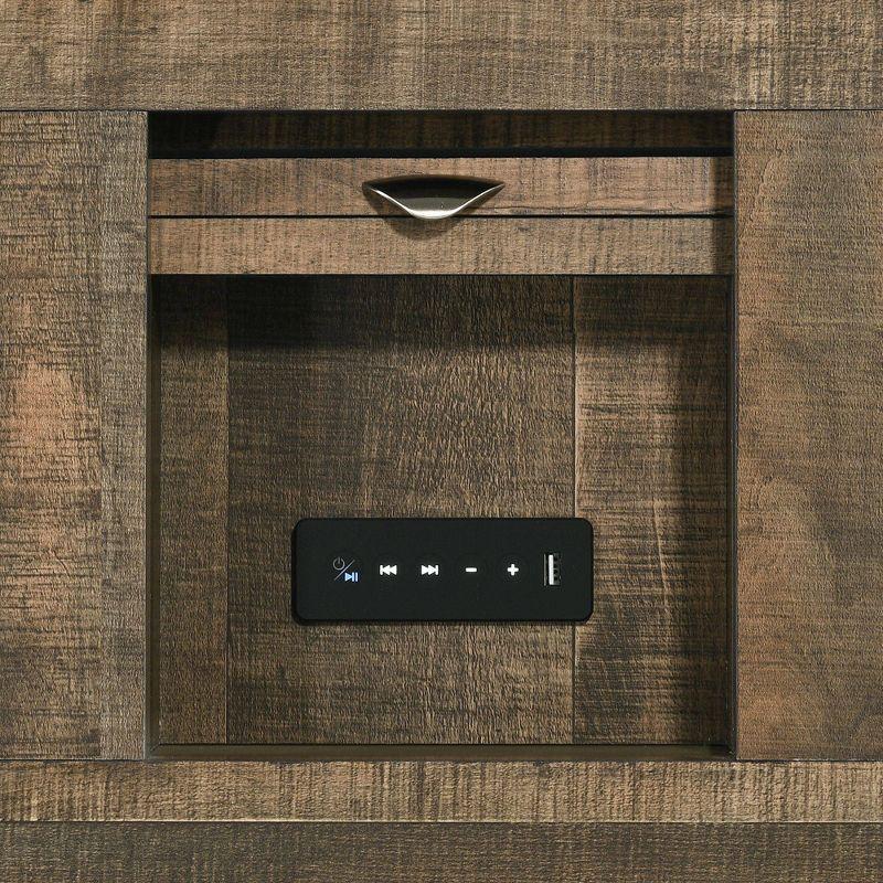 King Beckett Bookcase Panel Bed Walnut - Picket House Furnishings: Built-In Speakers, USB Port, Touch Lighting