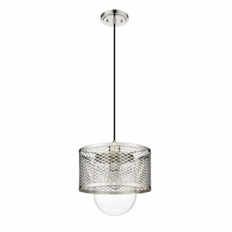 Polished Nickel Glass Indoor/Outdoor Pendant Light