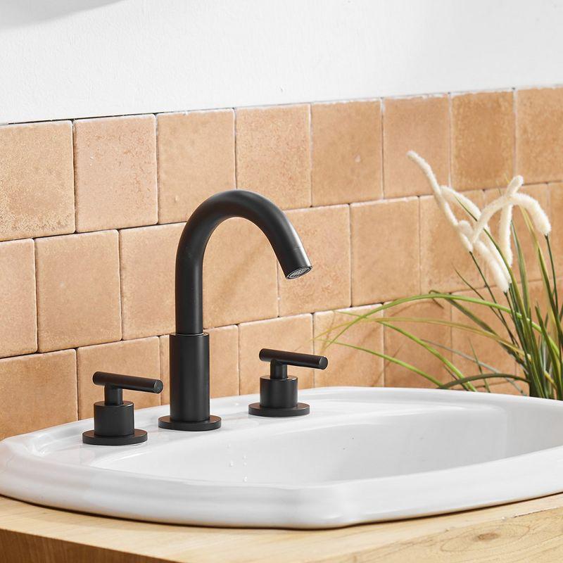 BWE 8 in. Widespread Double Handle Bathroom Faucet With Pop-up Drain Assembly in Matte Black