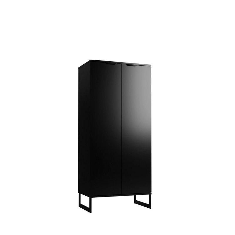 Manhattan Comfort 59.72" Lexington 4 Shelf Bookcase Black: Matte Finish, MDF Frame, Enclosed Storage Shelves