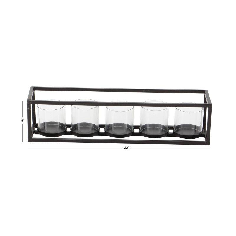 22" x 5" Contemporary Iron/Glass Five Light Candle Holder Black - Olivia & May: Elegant Mantel Decor, Indoor Use