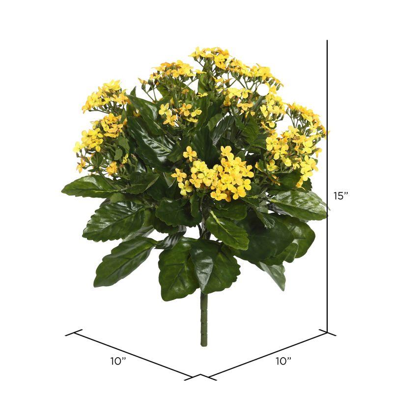 Lush Yellow Kalanchoe 15" Artificial Bush with Vibrant Blooms