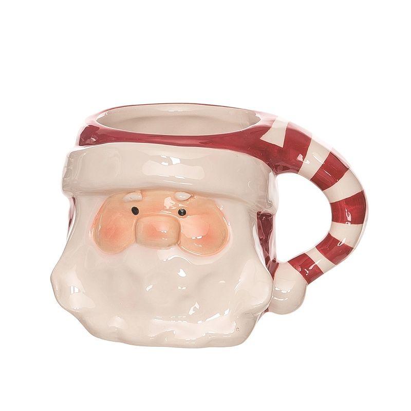 White and Red Ceramic Santa Christmas Mug