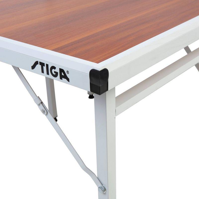 Compact Woodgrain Indoor Ping Pong Table with Folding Design and Net