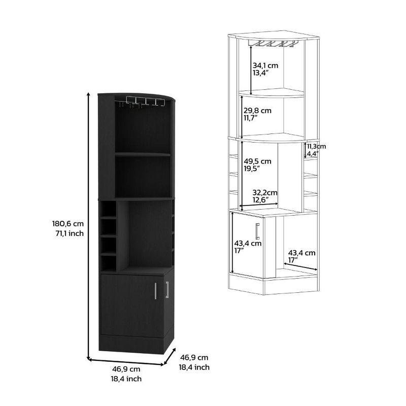 Depot E-Shop Corner Bar Cabinet, Double Door Cabinet, Glass Rack, Eight Built-in Wine Rack