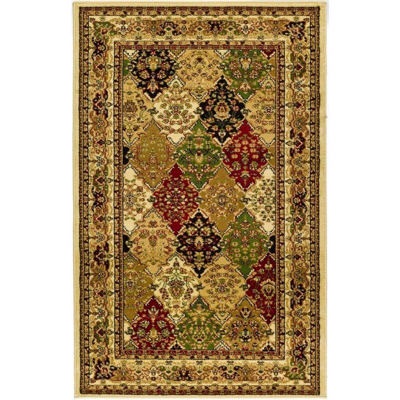 Multi/Ivory Floral Hand-Knotted Synthetic Small Rug