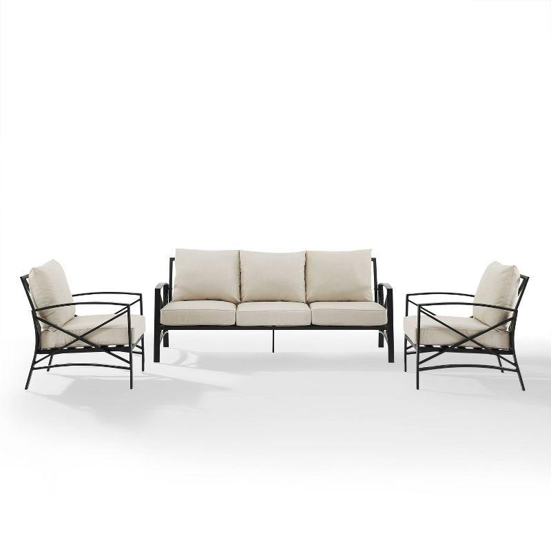 Kaplan 3pc Outdoor Sofa Set with Sofa & 2 Arm Chairs - Oatmeal - Crosley