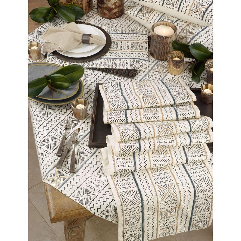 Saro Lifestyle Mudcloth Placemat, 14"x20" Oblong, White (Set of 4)