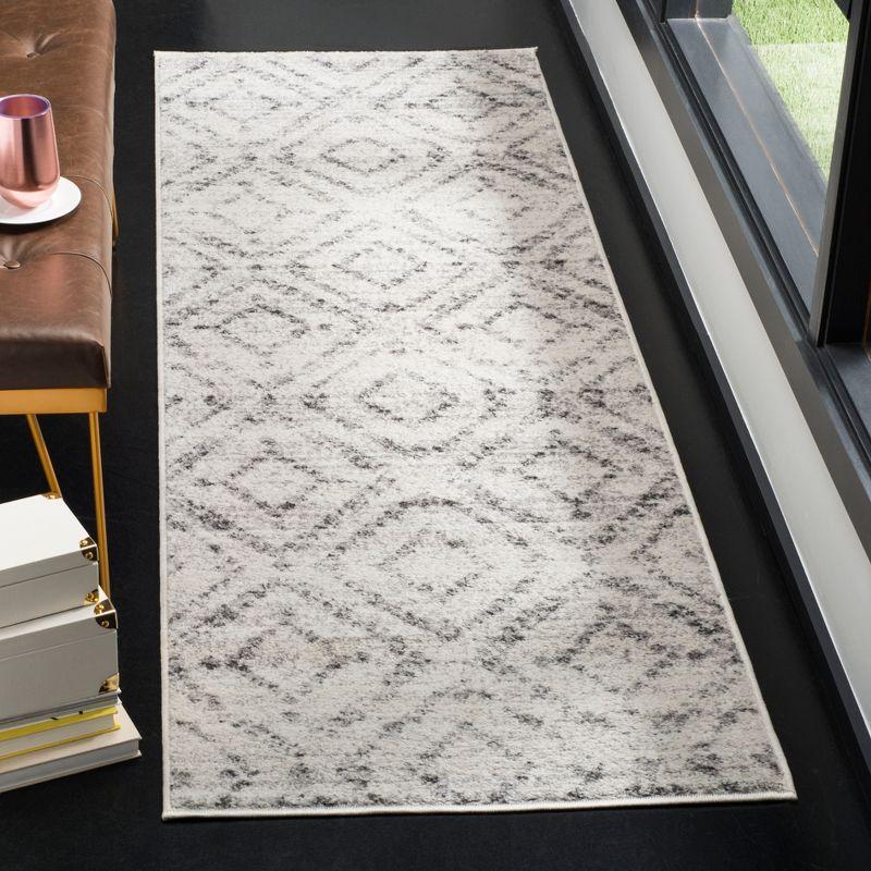 Adirondack Light Grey and Grey Synthetic Runner Rug