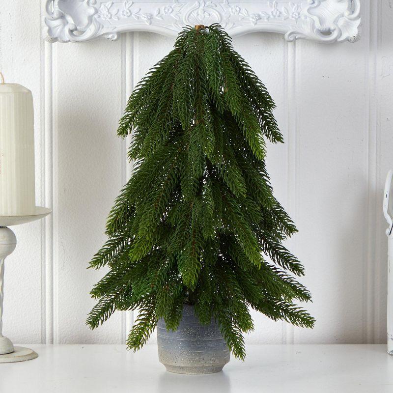 Nearly Natural 1.42-ft Pine Artificial Christmas Tree in Decorative Planter