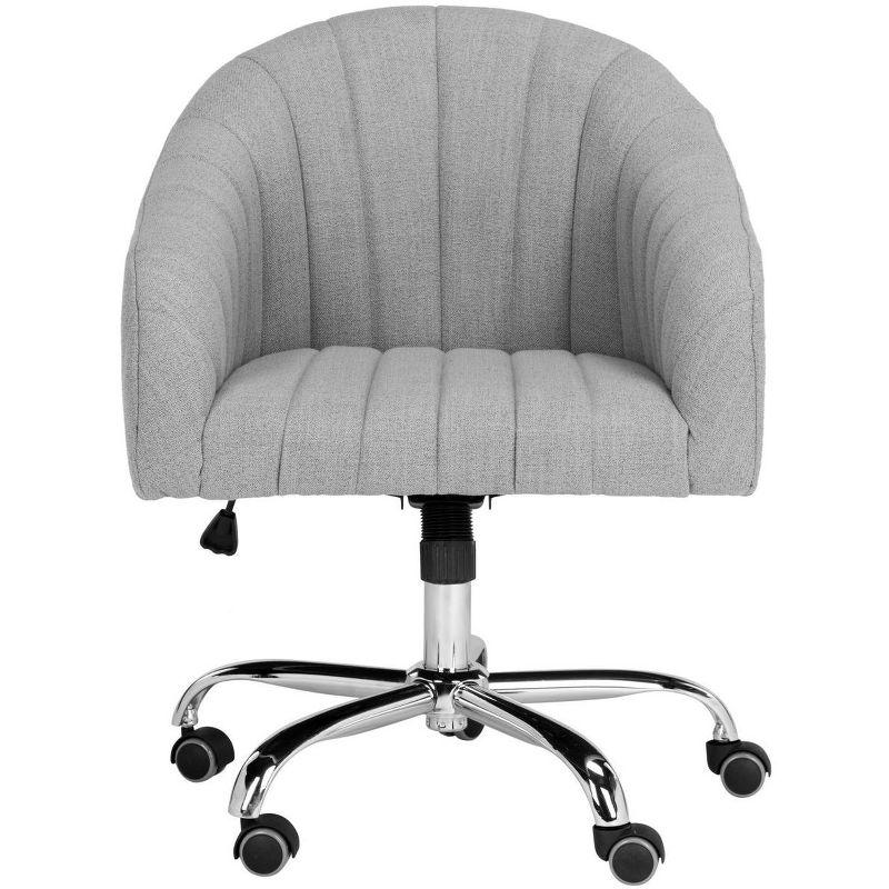 Gray Linen Transitional Swivel Office Chair with Chrome Legs