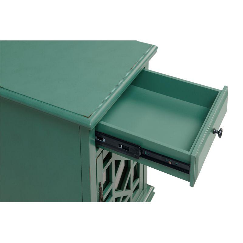 Elegant Chairside Table with Power Antique Teal Green - Martin Svensson Home