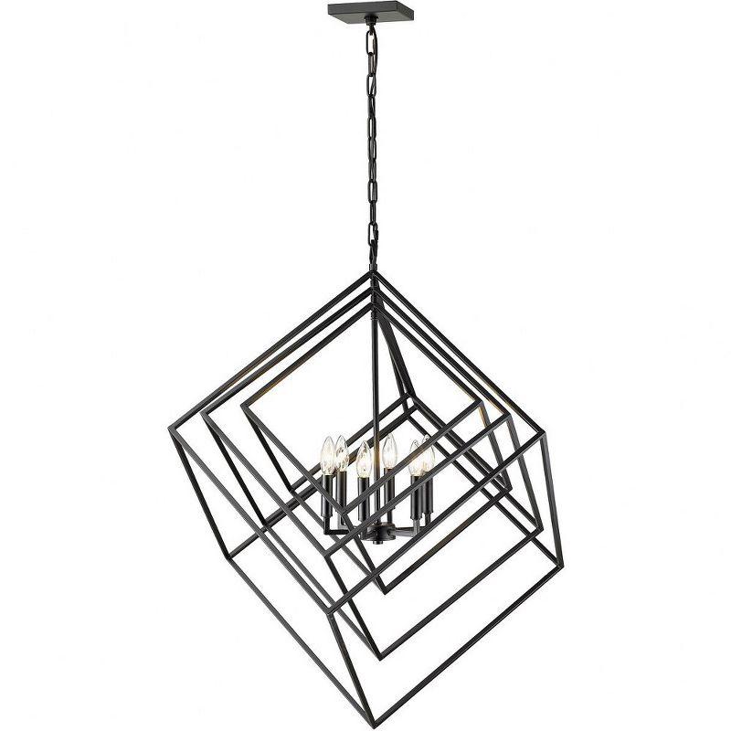 Matte Black Geometric Steel 6-Light Chandelier