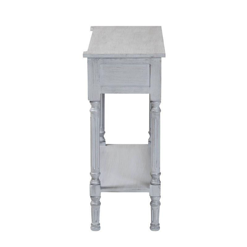 Baxton Studio Gellert Wood 2 Drawer Console Table Gray/Mirror: Traditional Design, Carved Detailing, Storage Shelf