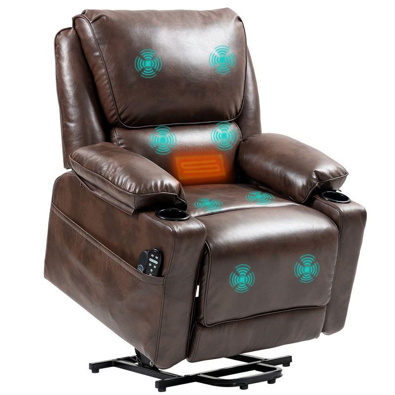 HOMCOM Power Lift Recliner Chair, Electric Heated Massage Reclining Chair with Remote, Side Pockets, Pocket Spring, Brown