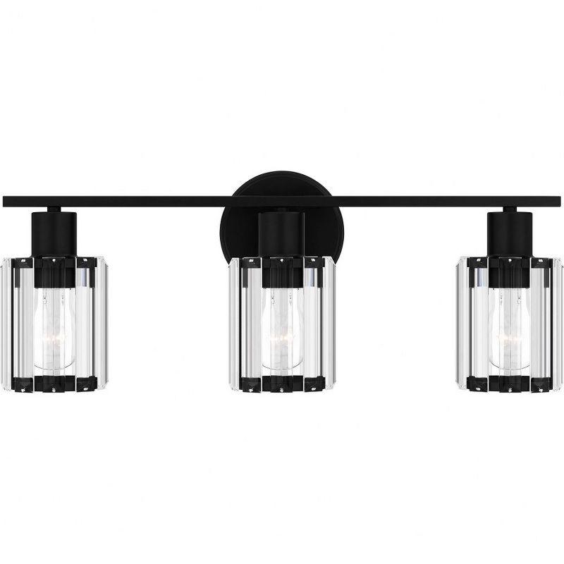 Isla Matte Black 3-Light Crystal Vanity Fixture