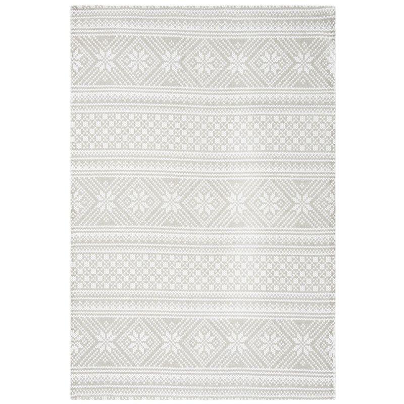 Silver Ivory Floral Handwoven Cotton Area Rug 3' x 5'