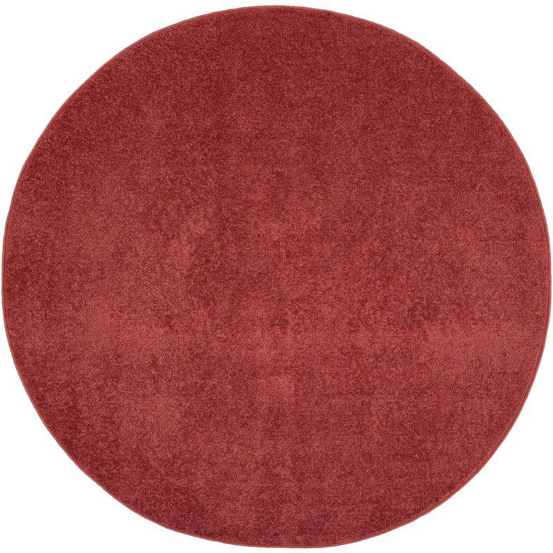 Essential Brick Red 4' Round Synthetic Indoor/Outdoor Rug