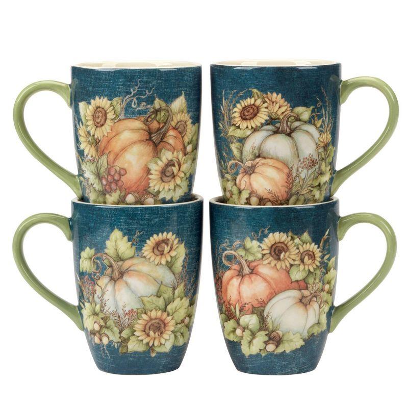 Autumn Breeze Ceramic Fall-Themed 20oz Mugs Set of 4