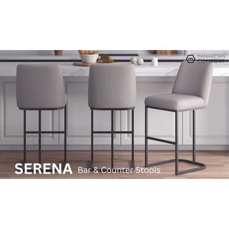 Manhattan Comfort Set of 3 Serena Counter Height Barstools Gray: Upholstered, Metal Frame, Modern Design