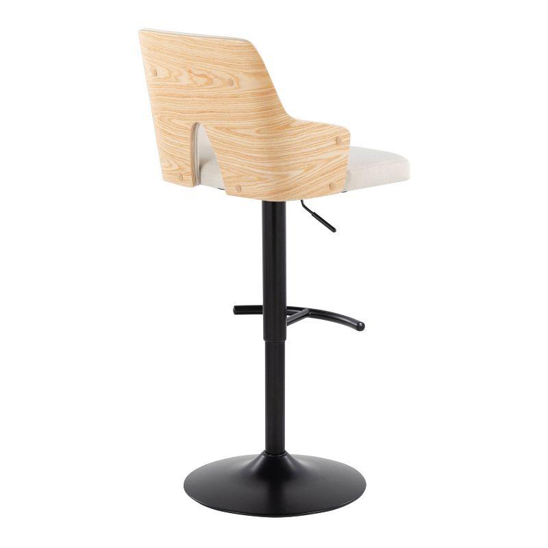 LumiSource Set of 2 Stella Adjustable Swivel Barstools Black/Natural Wood/Cream