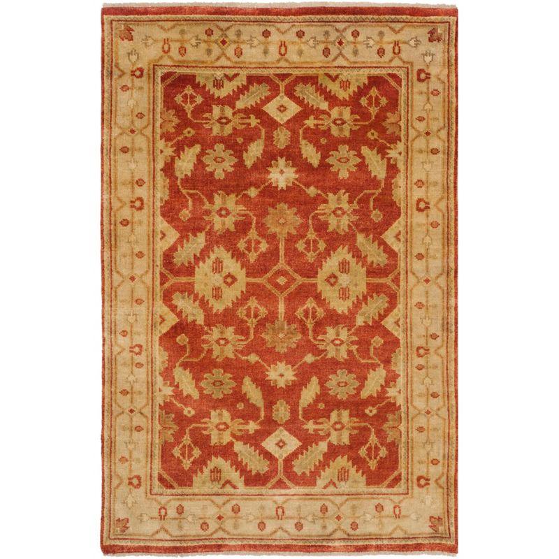 Hand-Knotted Red Wool Rectangular Rug 4' x 6'