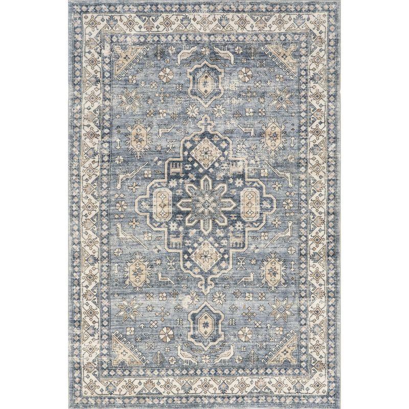 Nuloom Jordan Medallion 3x5 Machine Washable Accent Indoor Area Rug for Living Room Bedroom Dining Room Entryway Kitchen, Grey/Ivory