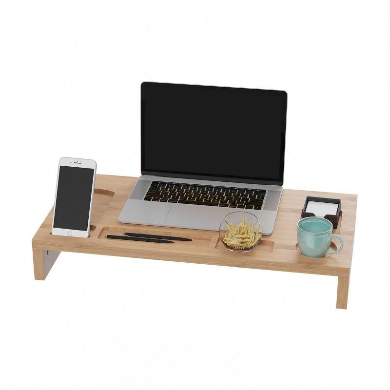 3.5" x 12" Bamboo Monitor Stand and Desk Organizer  - Hastings Home