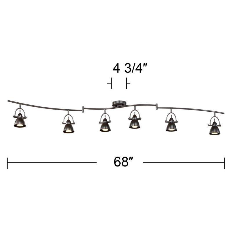 Pro Track Thorndale 6-Head LED Ceiling Track Light Fixture Kit Spot Light GU10 Brown Bronze Finish Metal Farmhouse Rustic Kitchen Bathroom 68" Wide