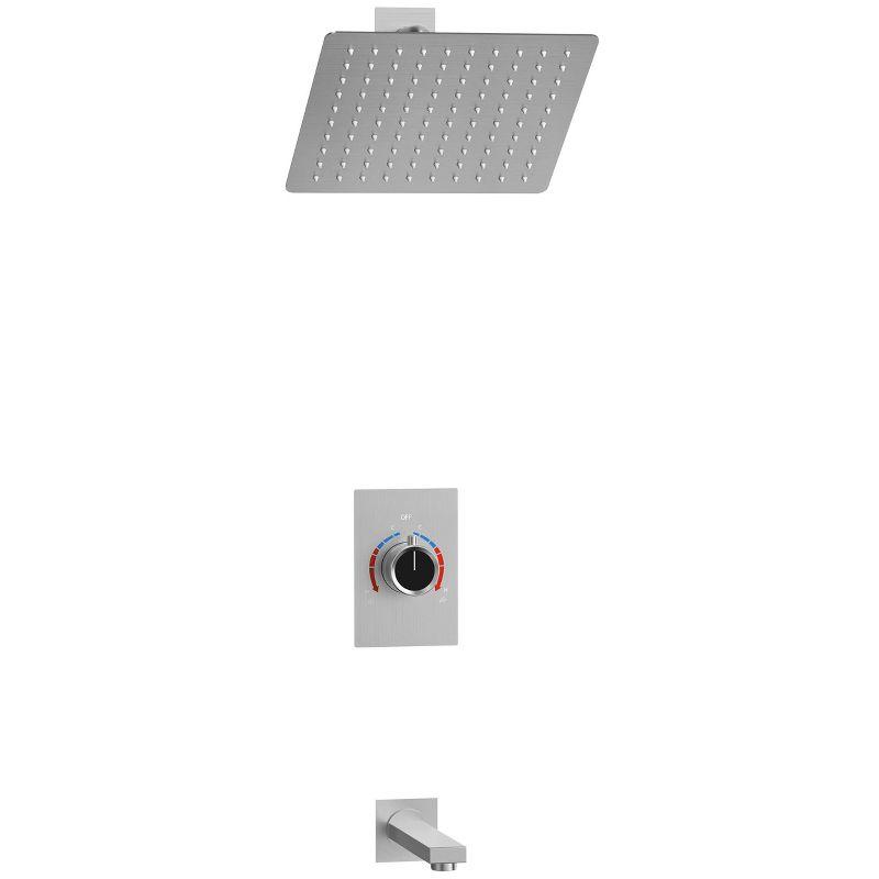 AquaSpa Shower Faucet Set with Tub Spout, 8-Inch Rain Shower Head with Valve