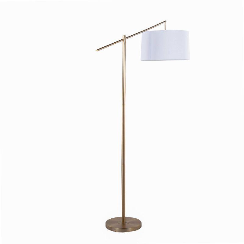 LumiSource Casper 69" Contemporary Metal Floor Lamp: Angular Body, Off-White Drum Shade, UL Listed
