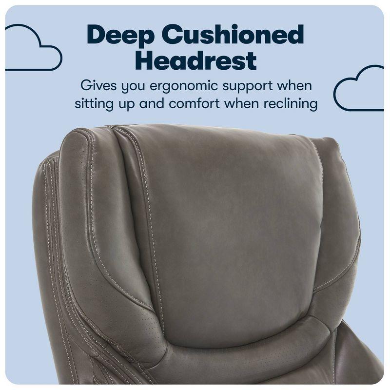 Big and Tall Executive Office Chair with Upgraded Wood Accents Mindset Gray - Serta: Bonded Leather, 350lb Capacity