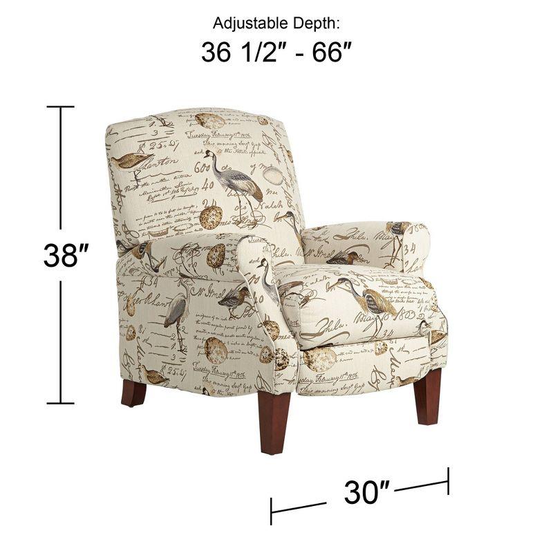 Kensington Hill Birdsong Script and Bird Recliner Chair Modern Armchair Comfortable Push Manual Reclining Footrest for Bedroom Living Room Reading