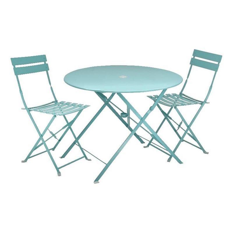 Carolina Living Bistro 30" Round Table Outdoor Set - Set of 3 - Teal