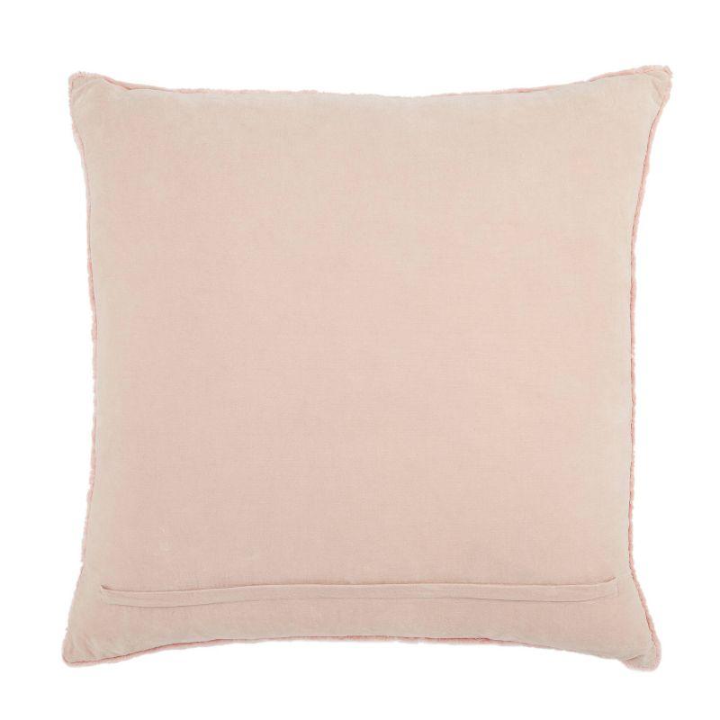 26"x26" Oversized Sunbury Poly Filled Square Throw Pillow Blush - Jaipur Living: Fringe-Trim, Cotton Knit, Zipper Closure