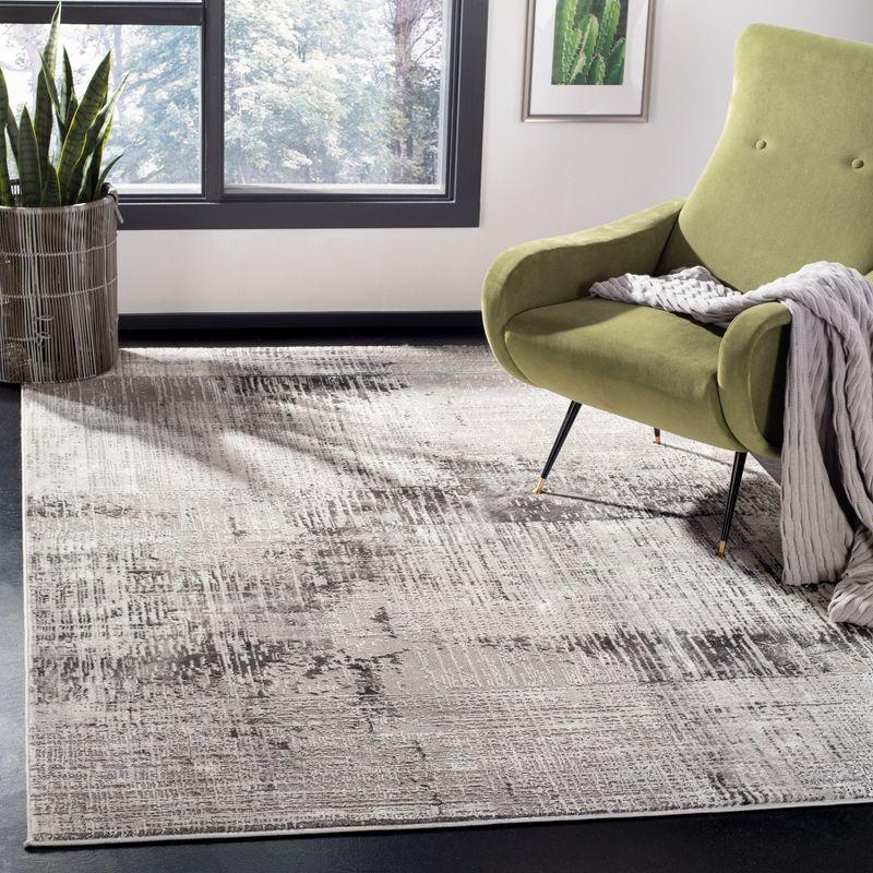 Elysian Shadows Hand-Knotted Abstract Rug in Grey/Dark Grey, 2'7" x 5'