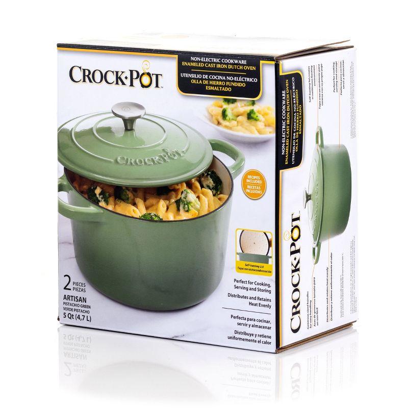 Crock-Pot Artisan 2 Piece 5 Quarts Enameled Cast Iron Dutch Oven in Pistachio Green